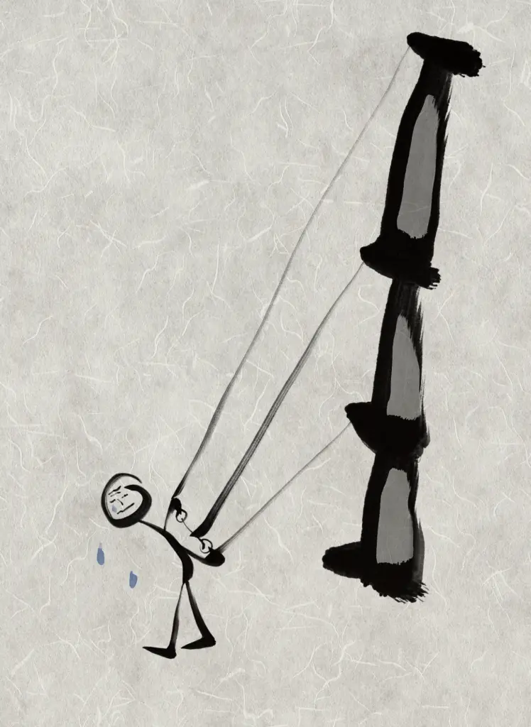 Stick Figure Pulling Heavy Load