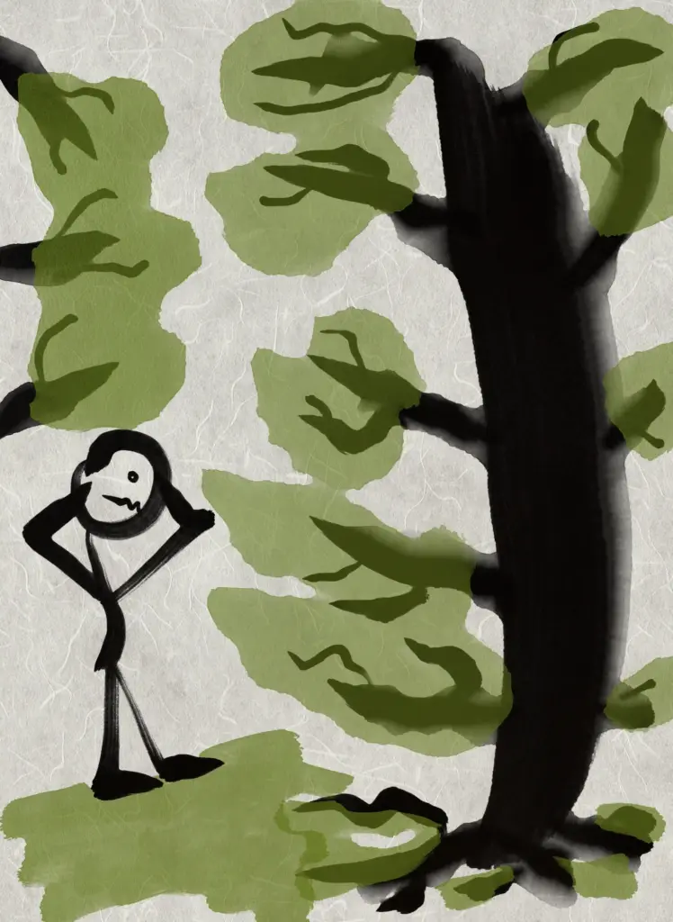 Stick Figure Pondering Tree