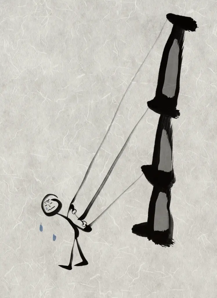 Stick Figure Pulling Heavy Load